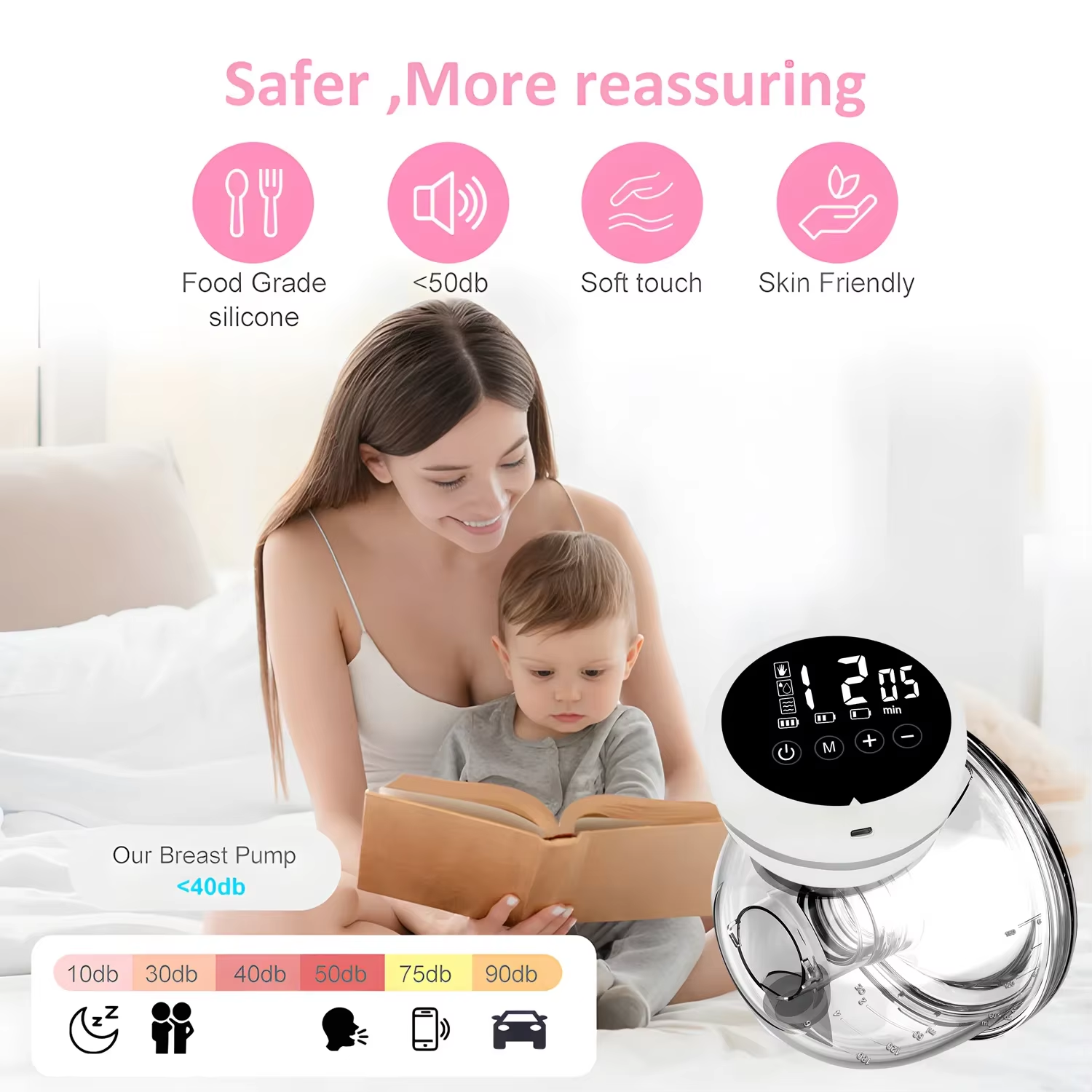 Afck 2026 New Wearable Electric Breast Pump Painless Double-Sided, Fully Automatic And Hands-Free Breast Milk Collector Sells Well.
