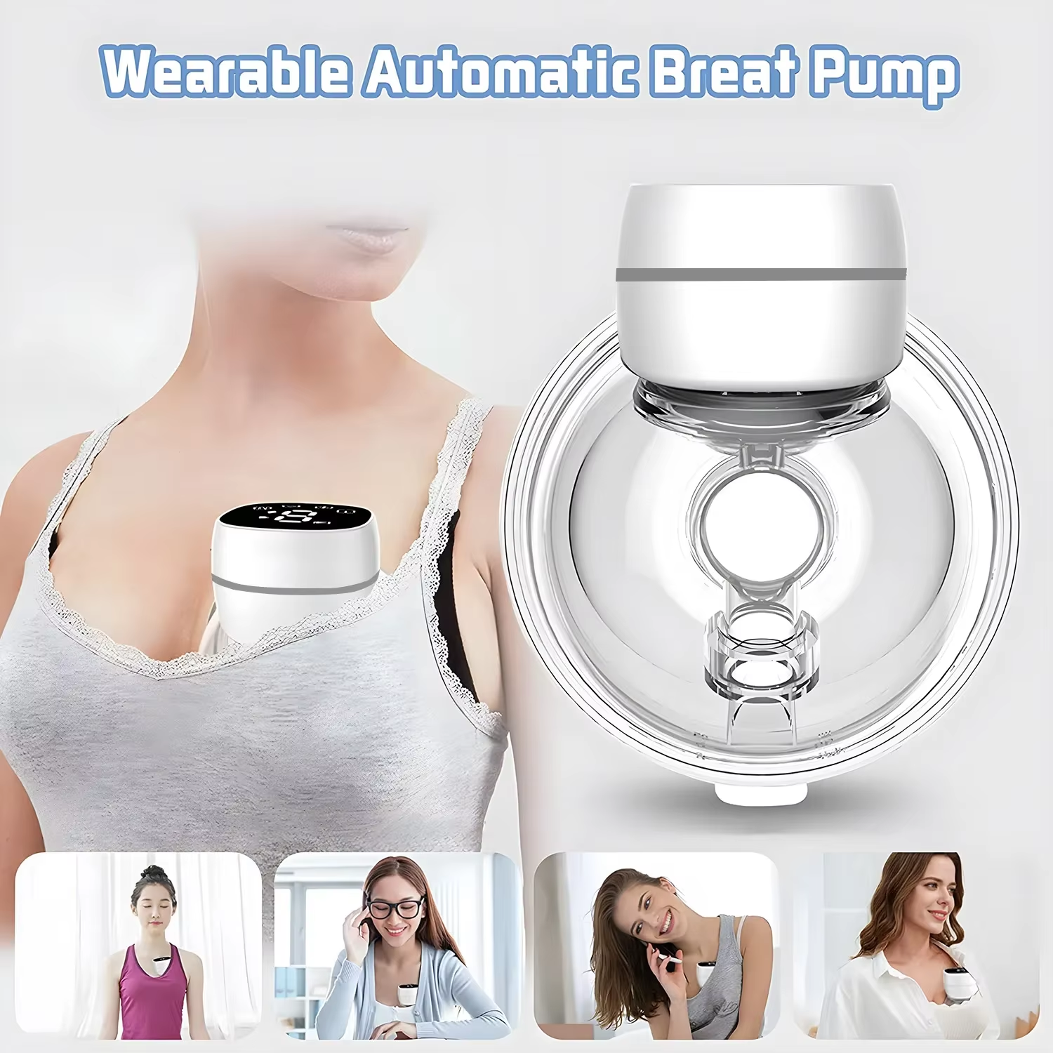 Afck 2026 New Wearable Electric Breast Pump Painless Double-Sided, Fully Automatic And Hands-Free Breast Milk Collector Sells Well.